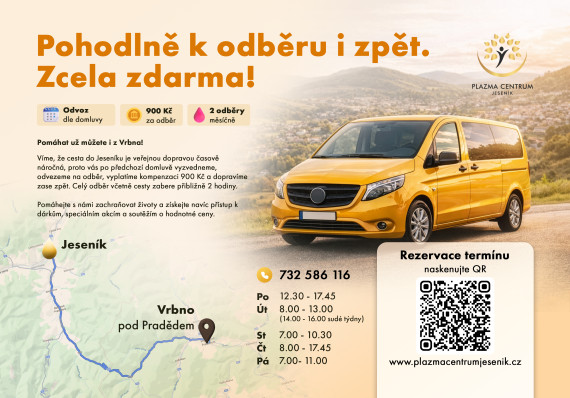 Novinka pro dárce z Vrbna: Odvoz na odběr zdarma