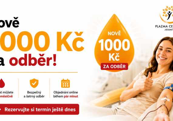 Nově 1000 Kč za odběr pro pravidelné dárce