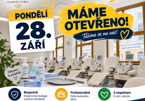 28. září máme otevřeno